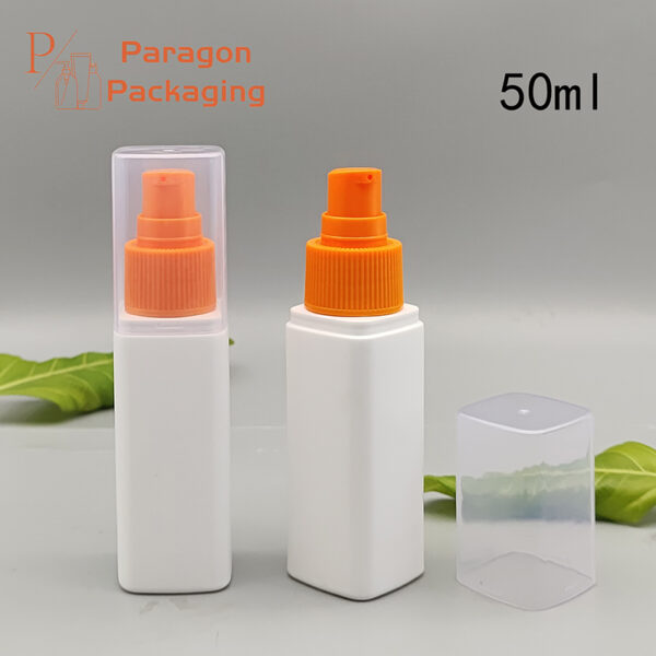 50ml Square HDPE bottle with 24-410 neck finish