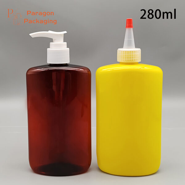 280ml PET flat bottle with 24-410 neck finish