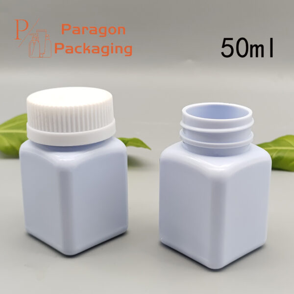 50ml Square HDPE bottle with 33-400 neck finish