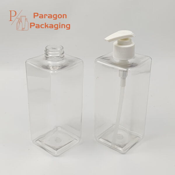 500ml square bottle with 28-410 neck finish